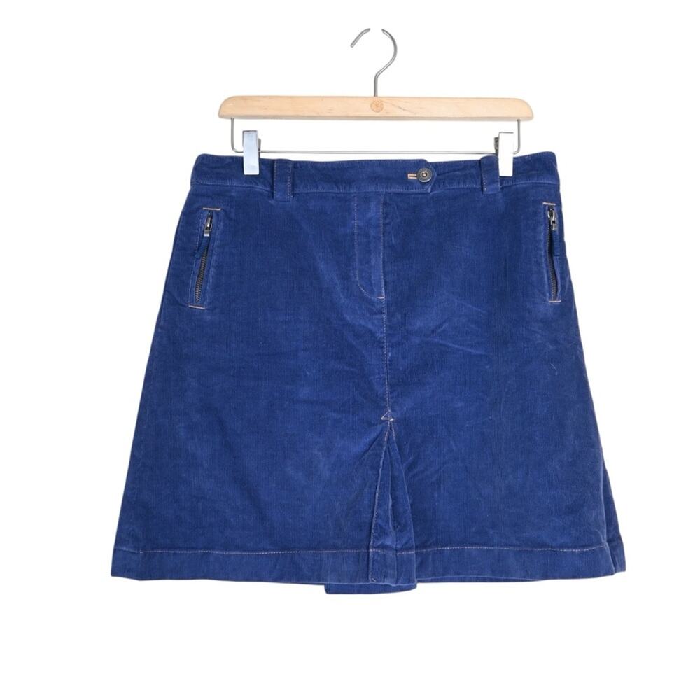 Brooks Brothers Women's 8 Blue Corduroy Pleated Mini Skirt